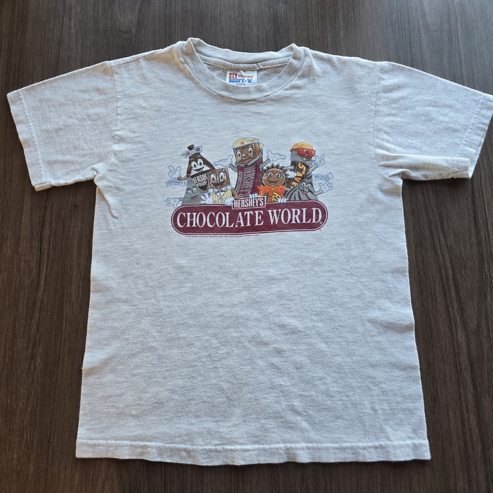 1995 Hershey's Chocolate World Vintage Cotton Kids Gray Tee Collector Clean - Picture 2 of 6